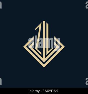 Iniziali linee rombo con logo ZL modellano lo stile, design vettoriale con logo immobiliare moderno di lusso Illustrazione Vettoriale