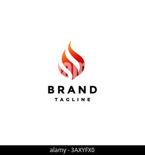 Semplice design con logo Fire Spot Symbol. Icona Red Flames Line Logo Design. Illustrazione Vettoriale