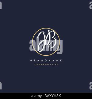 Lettera iniziale con logo JB, monogramma, stile femminile con design a linea circolare, idee grafiche vettoriali Illustrazione Vettoriale
