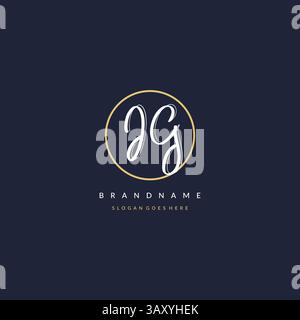 Lettera iniziale logo IG monogramma stile femminile con linee circolari idee di design grafica vettoriale Illustrazione Vettoriale