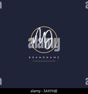 Lettera iniziale logo MJ monogramma stile femminile con linee circolari idee di design vettoriale Illustrazione Vettoriale