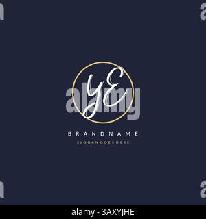 Lettera iniziale logo YE monogramma stile femminile con linee circolari idee di design grafica vettoriale Illustrazione Vettoriale