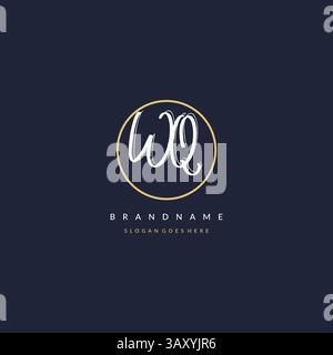 Lettera iniziale logo WQ monogramma stile femminile con linee circolari idee di design grafica vettoriale Illustrazione Vettoriale
