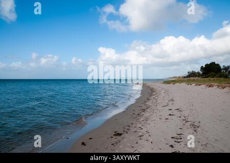 Vista panoramica di Tootgarook Beach e Port Phillip Bay, Tootgarook Foreshore, Australia Foto Stock