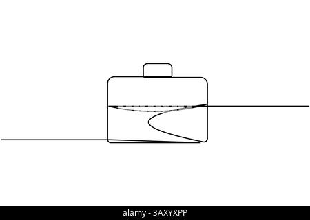 Disegno continuo della valigetta a una linea e stile minimalista isolano l'icona vettoriale del contorno Illustrazione Vettoriale
