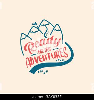 Design del logo Adventure e del logo aziendale in modello vettoriale Illustrazione Vettoriale