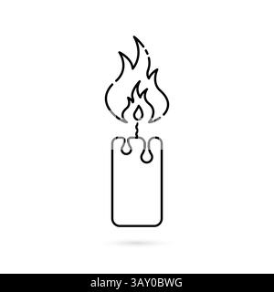 semplice icona a forma di candela nera con linea sottile Illustrazione Vettoriale