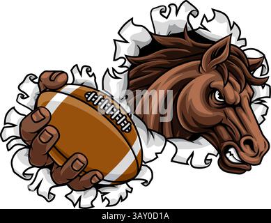 Horse Mustang Stallion Football Sports Team Mascot Illustrazione Vettoriale