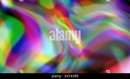 Un'immagine astratta dinamica caratterizzata da onde fluide multicolore e vivaci. La perfetta combinazione di colori crea una grafica accattivante ed energica, perfetta Foto Stock