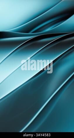 Le onde astratte blu metallizzato fluiscono in un design accattivante in 3D. Le curve e le sfumature eleganti evocano movimento ed eleganza, perfette per il moderno Foto Stock