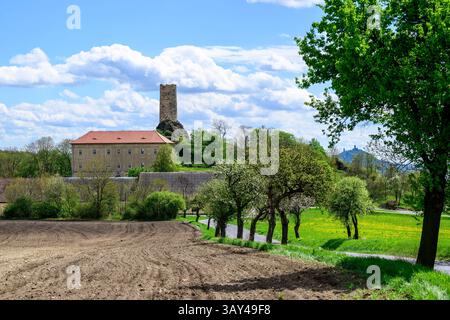 Vlastislav, Repubblica Ceca. 22 aprile 2025. Il castello di Skalka, luogo di nascita di Christoph Schonborn, l'ex arcivescovo e cardinale di Vienna, considerato uno dei possibili candidati al papato, nella foto del 22 aprile 2025, a Vlastislav, distretto di Litomerice, Repubblica Ceca. Crediti: Ondrej Hajek/CTK Photo/Alamy Live News Foto Stock