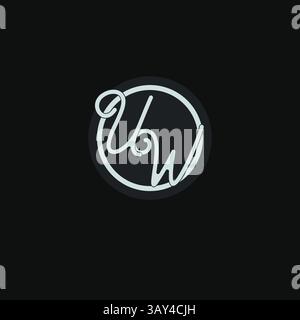 Sigle monogramma con logo UW con semplice disegno circolare grafica vettoriale di ispirazione Illustrazione Vettoriale