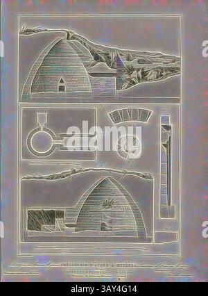 Una composizione astratta presenta forme geometriche e forme stilizzate, che mostrano elementi architettonici mescolati con linee e trame organiche, creando un senso di profondità e complessità., Cash From Atrée to Mycenae 3, sezione trasversale e pianta del Tesoro di Atreo a Micene, firmato: d'après Ravoisié, Bury (sc.), Fig. 15, p. 75, Ravoisié, Amable (del.), Bury, J. (sc.), 1853, Jules Gailhabaud: Monuments anciens et modernes. BD 1) Parigi: Librairie de Firmin Didot frères, 1853, arte classica con un tocco moderno reinventata da Artotop Foto Stock
