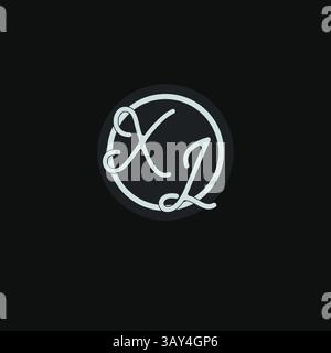 Iniziali monogramma con logo XL con semplice design a linea circolare, grafica vettoriale ispirata Illustrazione Vettoriale