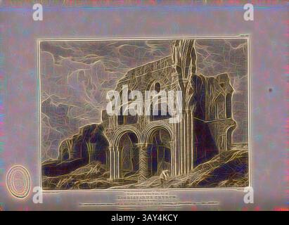 Una maestosa struttura antica con archi torreggianti sorge in un paesaggio aspro, che mostra dettagli intricati e pietre intemprate che riflettono il suo significato storico. L'ambiente circostante aggiunge un elemento drammatico alla sua bellezza senza tempo., View of the Part of nave, Church of Lindisfarne Monastery in Northumberland, firmato: W. Westal del, John Byrne, sc, pubblicato da Longman & Co, Fig. 24, PL. III, p. 82, Westall, William (disegno); Rawle, Samuel (incisione); Longmans & Co. (pubblicato), 1813, John Britton: The Architectural Antiques of Great Britain: represented and Illustrated Foto Stock