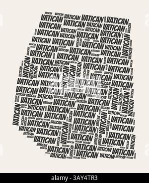 Città del Vaticano: Nuvola delle parole. Paese con divisione regioni. Città del Vaticano testo tipografico nuvole disegno vettoriale. Illustrazione Vettoriale