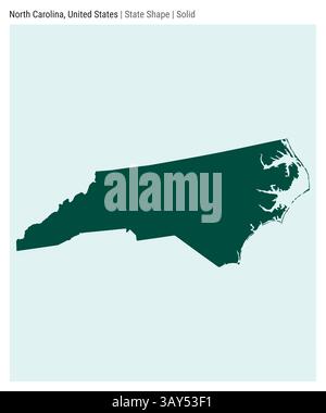 North Carolina, Stati Uniti. Semplice mappa vettoriale. Stato forma. Stile solido. Confine della Carolina del Nord. Illustrazione vettoriale. Illustrazione Vettoriale