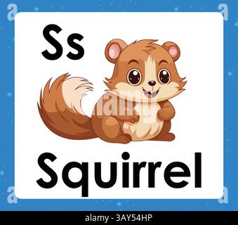 Scheda flash stampabile alfabetica con lettera S.. Illustrazione Vettoriale