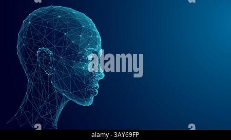 Faccia umana astratta. Assistente AI o agente di intelligenza artificiale Illustrazione Vettoriale
