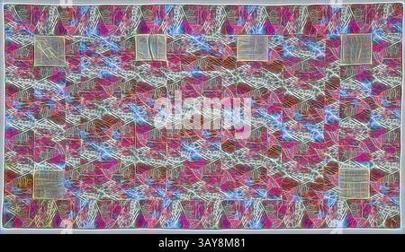 Un vivace arazzo di fantasie geometriche intrecciate, con linee audaci e colori brillanti che creano un senso dinamico di movimento ed energia sulla superficie. Il design evoca una sensazione di complessità e ritmo, attirando lo sguardo attraverso le sue intricate composizioni. Abito da sacerdote buddista (hira kesa), fine XIX secolo, seta, fili metallici, 81 x 45-1/2 pollici, Arte tessile e Moda, arte classica con un tocco moderno reinventata da Artotop Foto Stock