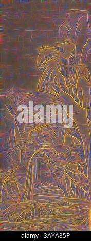 Un vorticoso arazzo di linee e forme vivaci suggerisce un'interazione dinamica della natura, catturando l'essenza degli alberi e delle forme fluenti in uno sfondo astratto., Crane and Traveler in Winter Landscape, School of Zhe (cinese), dinastia Ming, circa 1600, inchiostro su seta, 54 x 21-5/8 pollici. (immagine) 107-3/4 x 27-7/8 poll. (Mount), arte asiatica, arte classica con un tocco moderno reinventata da Artotop Foto Stock