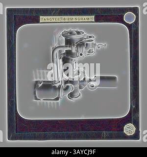 Un'illustrazione dettagliata di un componente meccanico, probabilmente relativo a un motore o a una macchina, che mostra parti e collegamenti intricati con sezioni etichettate. Il design enfatizza l'artigianalità e la precisione tecnica della sua costruzione. Lantern Slide - Tangyes Ltd, Horizontal Special Pump, circa 1910, una delle 239 lanterne in vetro raffiguranti prodotti fabbricati dagli ingegneri Tangyes Limited di Birmingham, Inghilterra. Le immagini includono vari prodotti quali motori, pompe centrifughe, pompe idrauliche, produttori di gas, macchine per la prova dei materiali, presse, macchine utensili Foto Stock