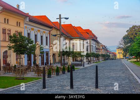 Case colorate sulla piazza principale di Levoca, Slovacchia. IMMAGINE Foto Stock