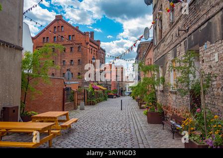 Vecchie case nel centro di Grudziadz, Polonia. IMMAGINE Foto Stock