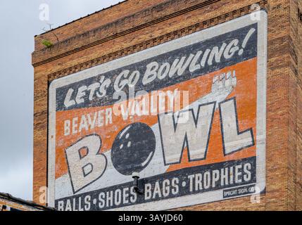 Piste da bowling abbandonate di Beaver Valley Foto Stock