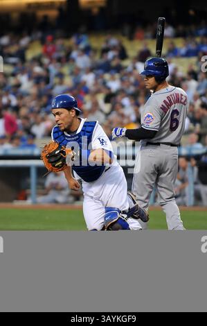 19 maggio 2009 Los Angeles, CA ricevitore Russell Martin #55 dei Los Angeles Dodgers in azione durante la partita di Major League Baseball contro i New York Mets al Dodger Stadium 19 maggio 2009 a Los Angeles, California. Louis Lopez/CSM Foto Stock