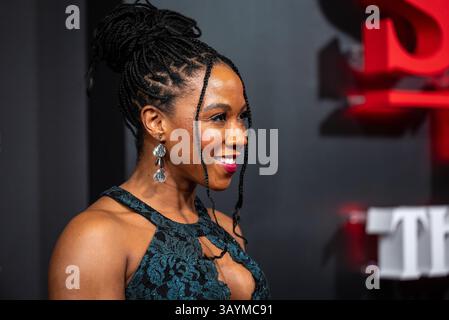 New York, Stati Uniti. 22 aprile 2025. Antoinette Comer nel gruppo di Broadway Stranger Things: The First Shadow Poses on the Red carpet martedì 22 aprile 2025. Foto di Angelina Katsanis/UPI credito: UPI/Alamy Live News Foto Stock