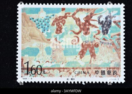 CINA - CIRCA 1994: Un francobollo stampato in Cina mostra i murales di Dunhuang, intorno al 1994. Foto Stock