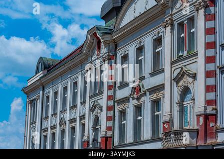 Edifici nella città vecchia di Benesov u Prahy, repubblica Ceca. IMMAGINE Foto Stock