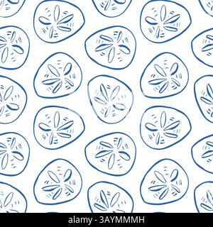 Motivo del dollaro di sabbia senza cuciture nei toni del blu Illustrazione Vettoriale