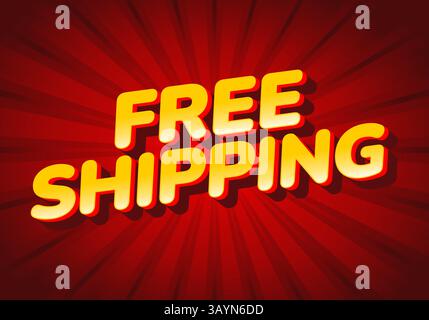 Testo di spedizione in grassetto giallo su sfondo rosso dinamico con un forte impatto comico Illustrazione Vettoriale