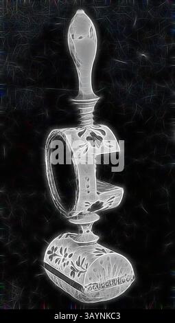 Piedistallo decorativo dal design complesso con motivi floreali e una forma unica, che mette in mostra eleganza e maestria artigianale. Cuscino pin (due pezzi), XIX secolo, Stati Uniti, legno con decorazioni dipinte in blu e bianco arte classica con un tocco moderno reinventato da Artotop Foto Stock