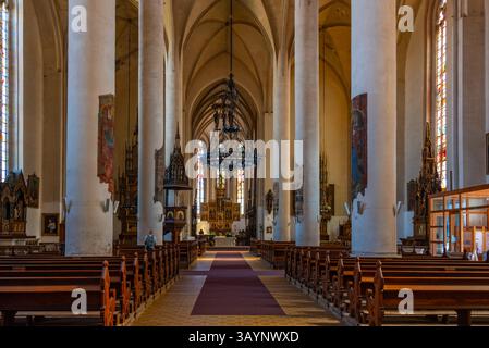 Cheb, 8 settembre 2024: Interno della chiesa di San Nicola a Cheb, repubblica Ceca. IMMAGINE Foto Stock