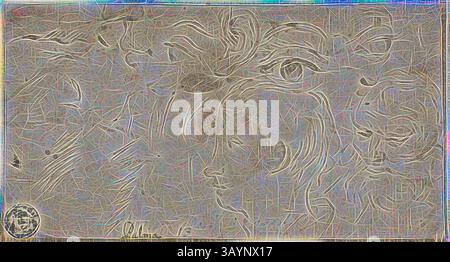 Linee astratte e vortici creano un'interazione onirica di volti, combinando espressioni emotive con una superficie testurizzata, invitando lo spettatore a interpretare la profondità e la narrazione all'interno delle forme. Schizzi di teste, occhi, orecchie e bocca, 1600/11, Jacopo Negretti, chiamato Palma il giovane, italiano, c. 1548-1628, Italia, penna e inchiostro marrone, su carta posata in avorio, punta su carta posata in avorio, 69 x 129 mm Arte classica con un tocco moderno reinventato da Artotop Foto Stock