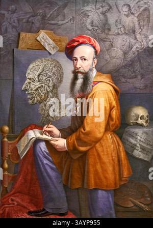 San Domenico in adorazione del crocifisso - affresco - Beato Angelico -1442 - Firenze, Convento di San Marco, chiostro di S. Antonino Foto Stock