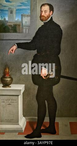 San Domenico in adorazione del crocifisso - affresco - Beato Angelico -1442 - Firenze, Convento di San Marco, chiostro di S. Antonino Foto Stock