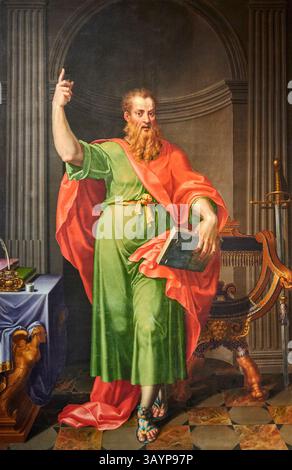 San Domenico in adorazione del crocifisso - affresco - Beato Angelico -1442 - Firenze, Convento di San Marco, chiostro di S. Antonino Foto Stock