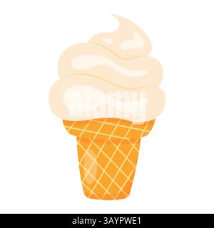 Gelato alla vaniglia. Illustrazione vettoriale in stile piatto. Illustrazione Vettoriale