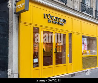 L'esterno di "l'Occitane en Provence Shop", un rivenditore di lusso francese di prodotti per il corpo, il viso, i capelli, le fragranze e la casa Foto Stock