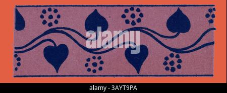 Un bordo decorativo caratterizzato da una ripetizione di forme del cuore e motivi floreali, intrecciati con linee fluide, su uno sfondo contrastante. Ornamento greco e ornamento etrusco arte classica con un tocco moderno reinventato da Artotop Foto Stock