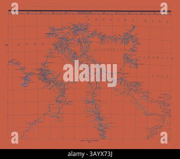 Una mappa dettagliata con intricati corsi d'acqua e caratteristiche geografiche su un vivace sfondo arancione, con luoghi etichettati che evidenziano varie aree e luoghi di interesse. Australia Mappa Gotha Justus Perthes 1872 Atlas. Perthes Johan Georg Justus 1749 1816 editore tedesco nacque a Rudolstadt nel 1749. Nel 1785 fondò a Gotha the Business che Bears His Name Justus Perthes. In questo fu raggiunto nel 1814 da suo figlio Guglielmo 1793 1853. Ha fondato la Fondazione del ramo geografico dell'azienda per la quale è principalmente famosa pubblicando l'and-Atlas (1817-1823) di Adolf Foto Stock