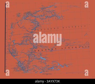 Una mappa dettagliata che mostra la geografia dell'Australia settentrionale e occidentale, con fiumi, coste e luoghi principali contrassegnati con etichette precise su uno sfondo vivido. Australia Mappa Gotha Justus Perthes 1872 Atlas. Perthes Johan Georg Justus 1749 1816 editore tedesco nacque a Rudolstadt nel 1749. Nel 1785 fondò a Gotha the Business che Bears His Name Justus Perthes. In questo fu raggiunto nel 1814 da suo figlio Guglielmo 1793 1853. Ha fondato la Fondazione del ramo geografico dell'azienda per la quale è principalmente famosa pubblicando l'and-Atlas (1817-1823) di Adolf Foto Stock