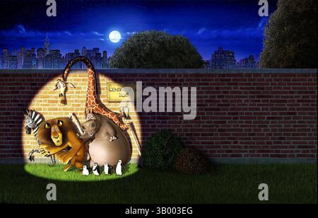 17 novembre 2005 - K45995ES.''Madagascar''. Marty la Zebra (CHRIS ROCK), Alex il Leone (BEN STILLER), Gloria l'Ippopotamo (JADA PINKETT SMITH), Melman la Giraffa (DAVID SCHWIMMER) e un gruppo di pinguini complottatori sono tutti sotto i riflettori (Credit Image: © Globe Photos/ZUMApress.com) Foto Stock
