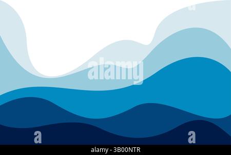Design piatto con sfondo astratto vettoriale a onda blu Illustrazione Vettoriale