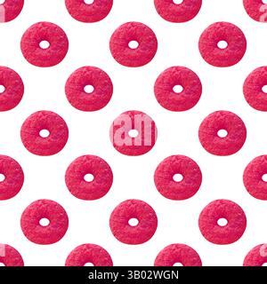 Motivo senza cuciture di noce rosa rivestito con zucchero su sfondo bianco Foto Stock