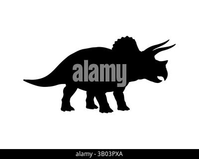 Triceratops silhouette disegno vettoriale piatto. Illustrazione Vettoriale